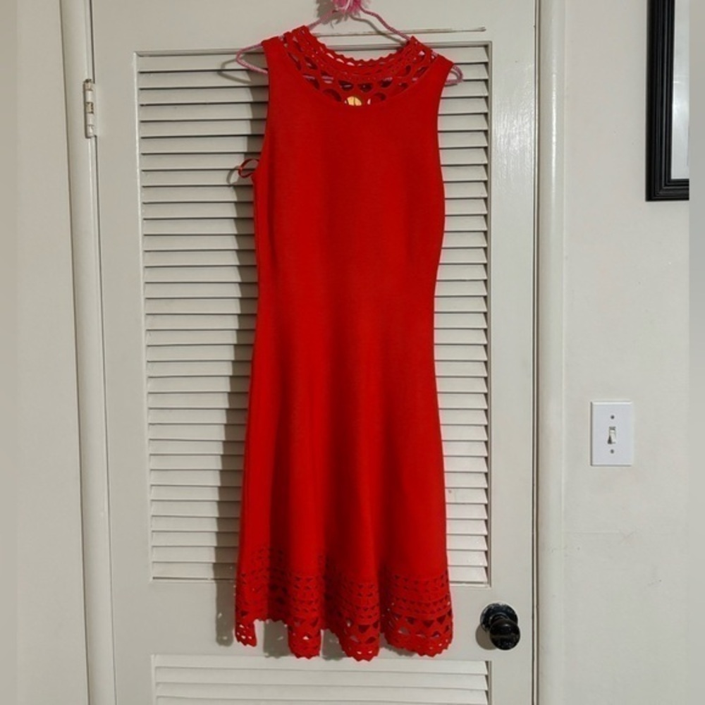 MILLY Fit & Flare Swing Dress Knit Sleeveless Cutouts size 6